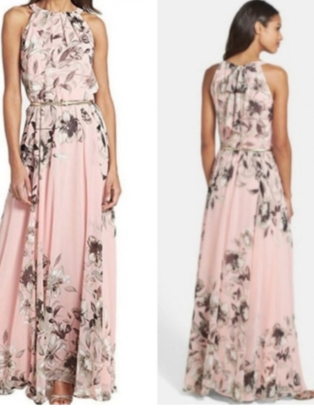 Eliza J Blush Pink Floral Halter Maxi Dress